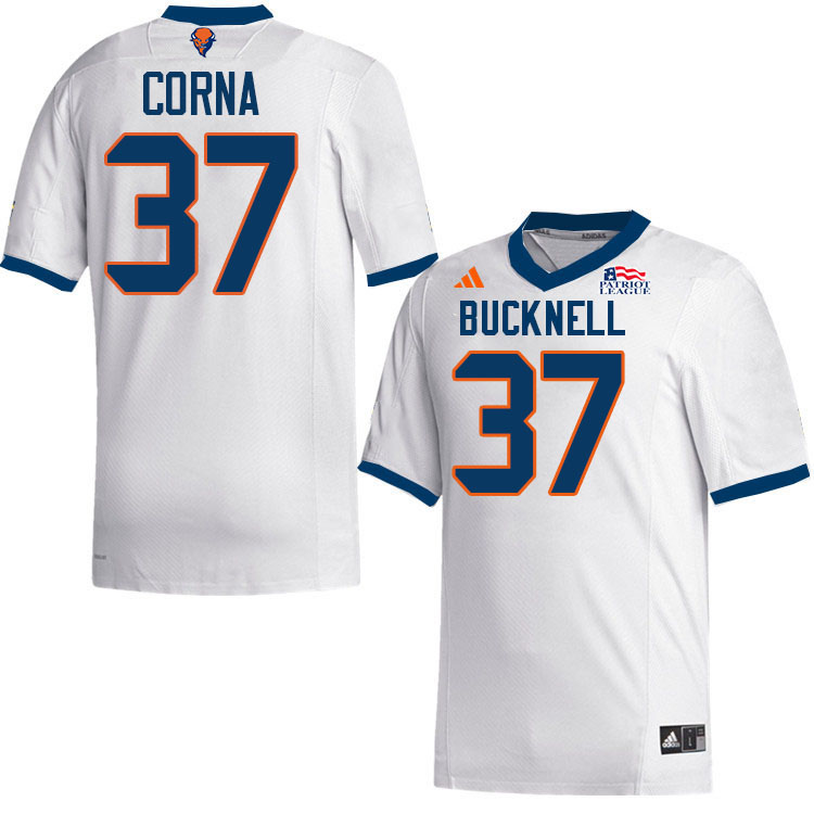 Bucknell Bison #37 Zach Corna College Football Jerseys,Uniforms-White